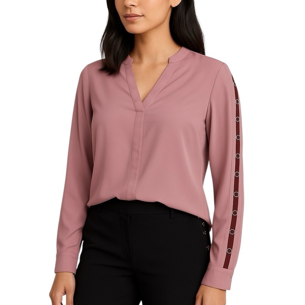 Jennifer Lopez Classic Elegant Embellished Blush Blouse Medium Professio…